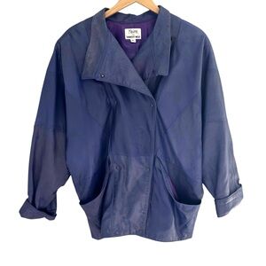 Maxima for Tannery West 80’s Purple Genuine Leather Jacket Dolman Sleeve Medium